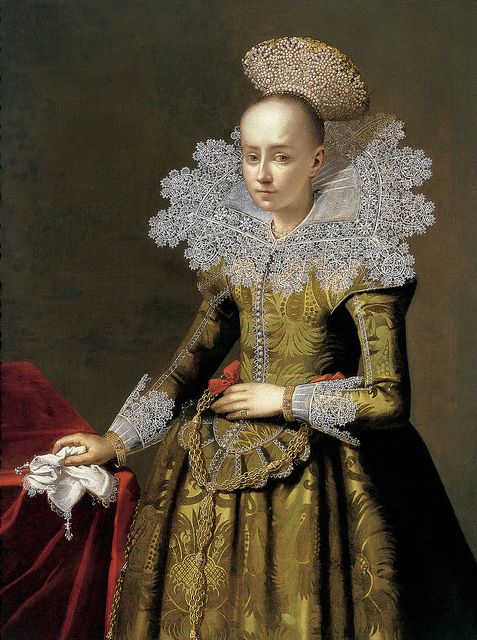A Young Woman wearing a Pearl Headress ca. 1625    by Unknown Artist  Location TBD